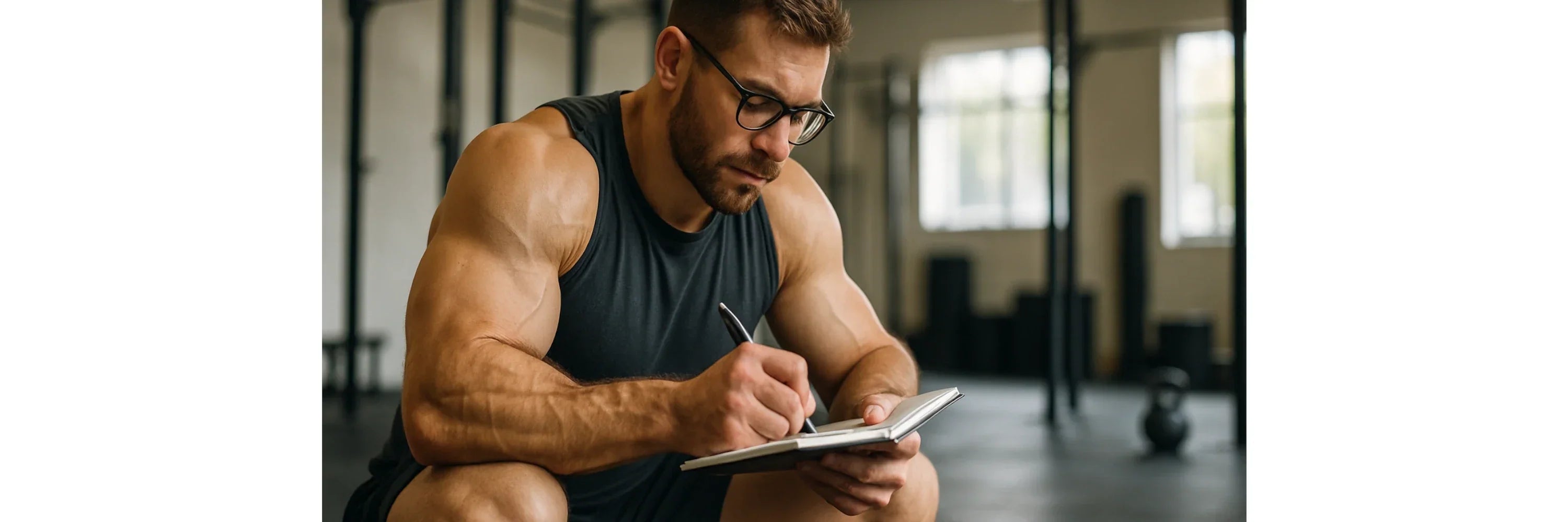 athlet-macht-sich-notizen-vom-training-fuer-den-vergleich-mit-anderen