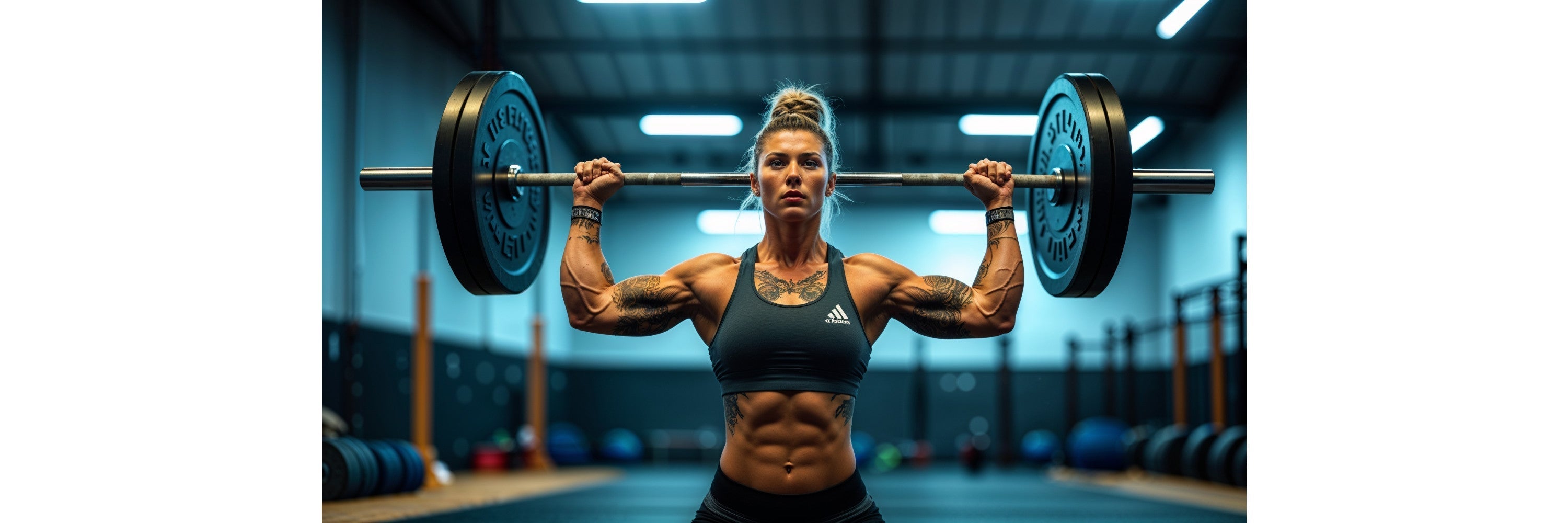 blonde-frau-startposition-overhead-squat-in-crossfit-box