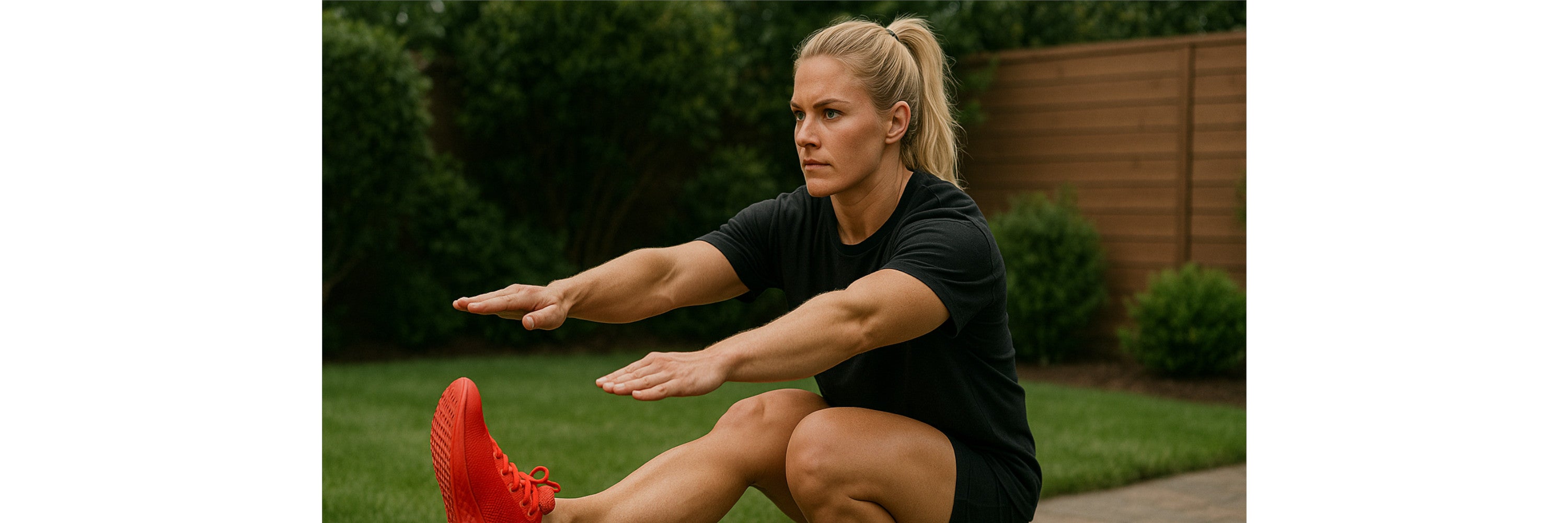 blonde-frau-trainiert-pistol-squat-im-garten