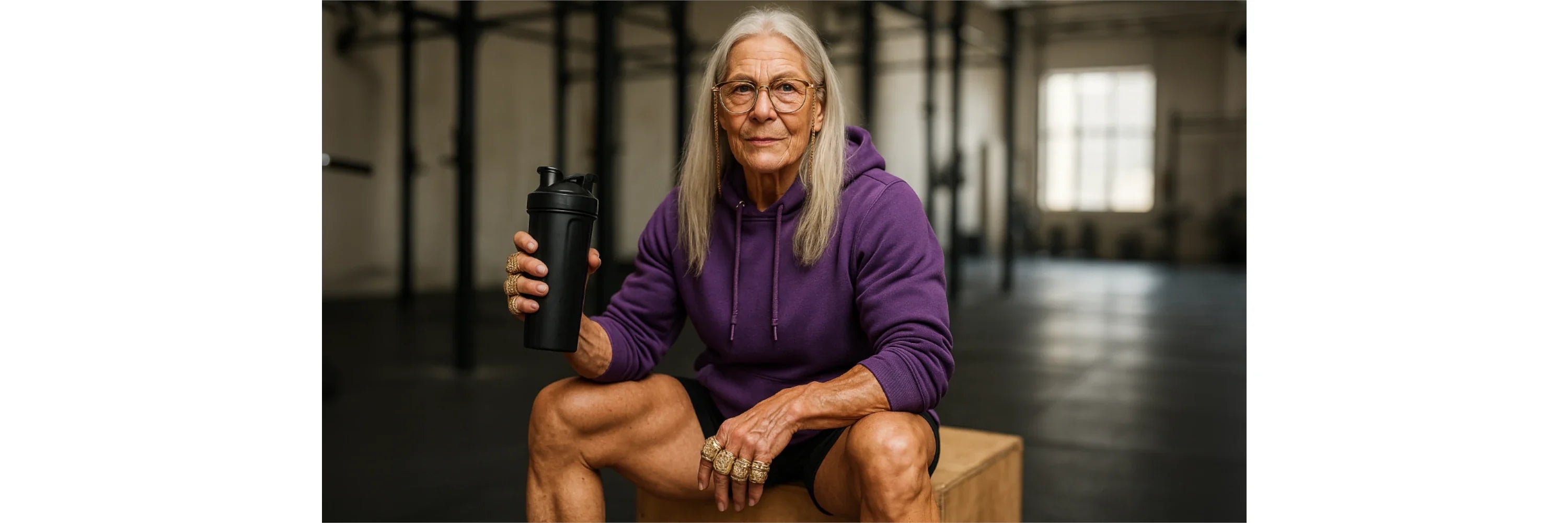 grandma-mit-proteinshake-in-crossfit-box